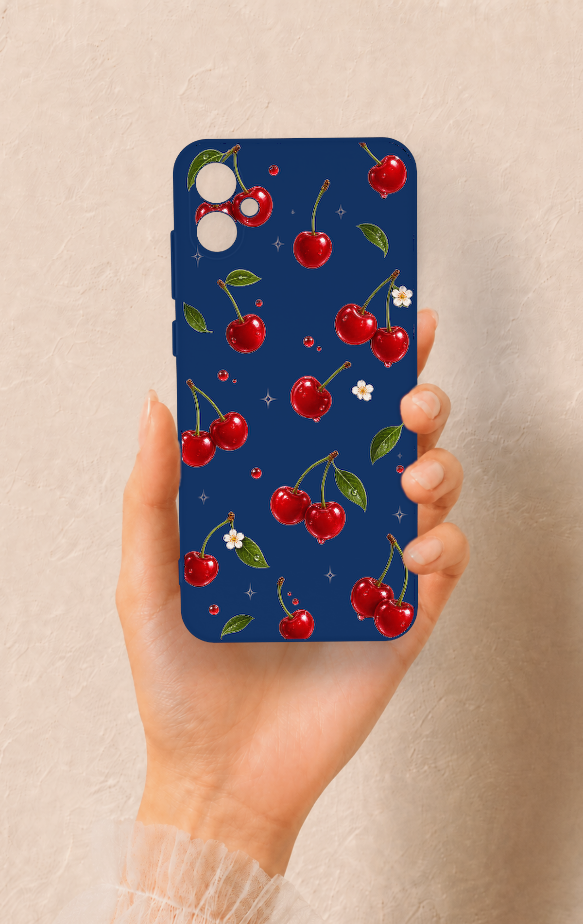 Samsung A05 Uyumlu Kiraz Papatya Desenli Silikon Kılıf