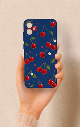 Samsung A05 Uyumlu Kiraz Papatya Desenli Silikon Kılıf