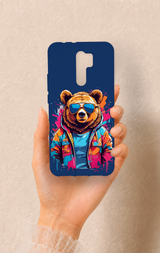 Redmi 9 Uyumlu Gözlüklü Ayı Desenli Silikon Kılıf
