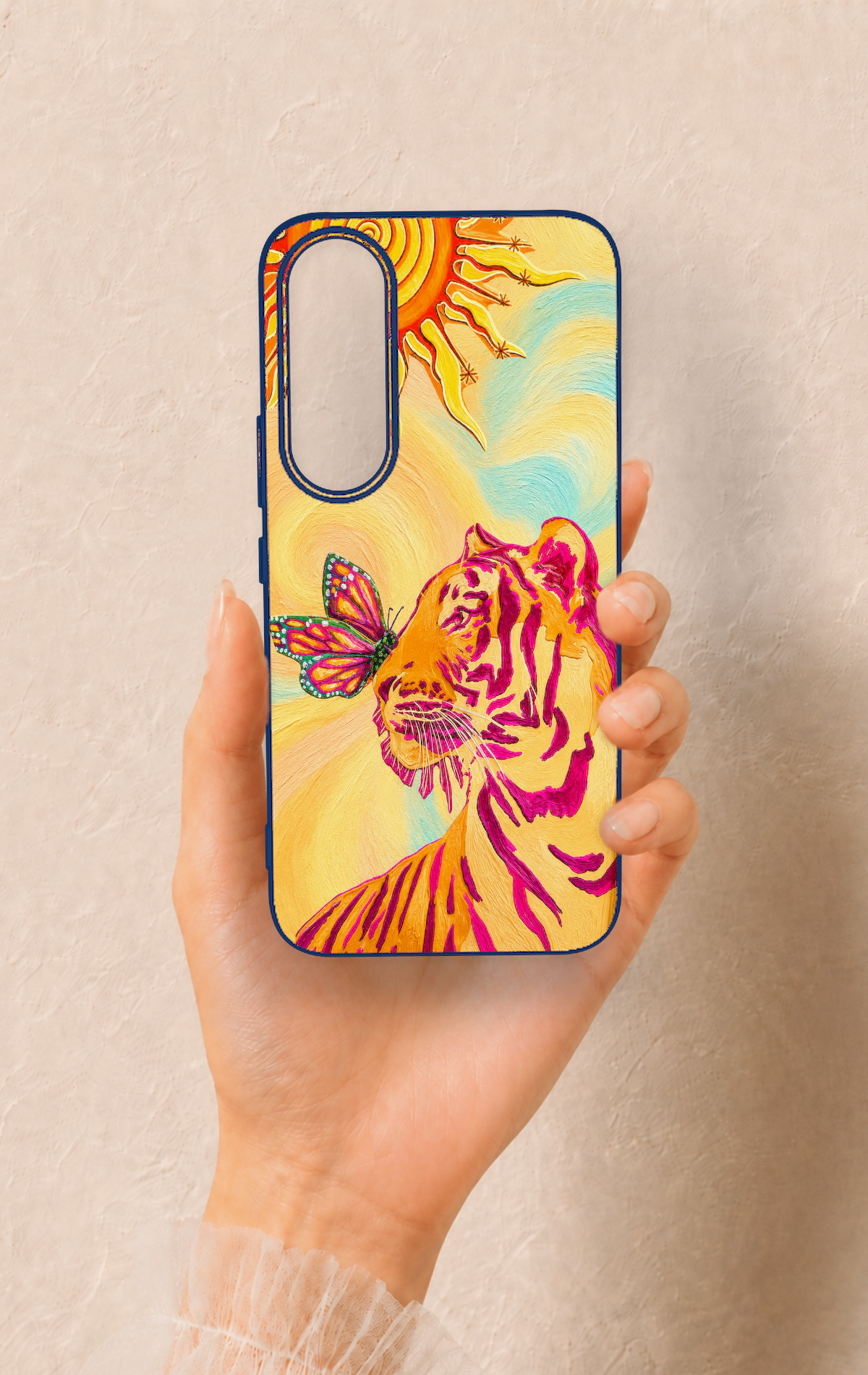 Vivo V70 FE 5G Uyumlu Güneşin Kaplanı Desenli Silikon Kılıf