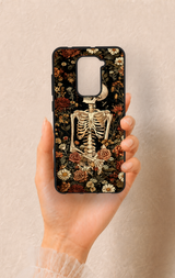 Redmi Note 9 Uyumlu Çiçek İskelet Desenli Silikon Kılıf