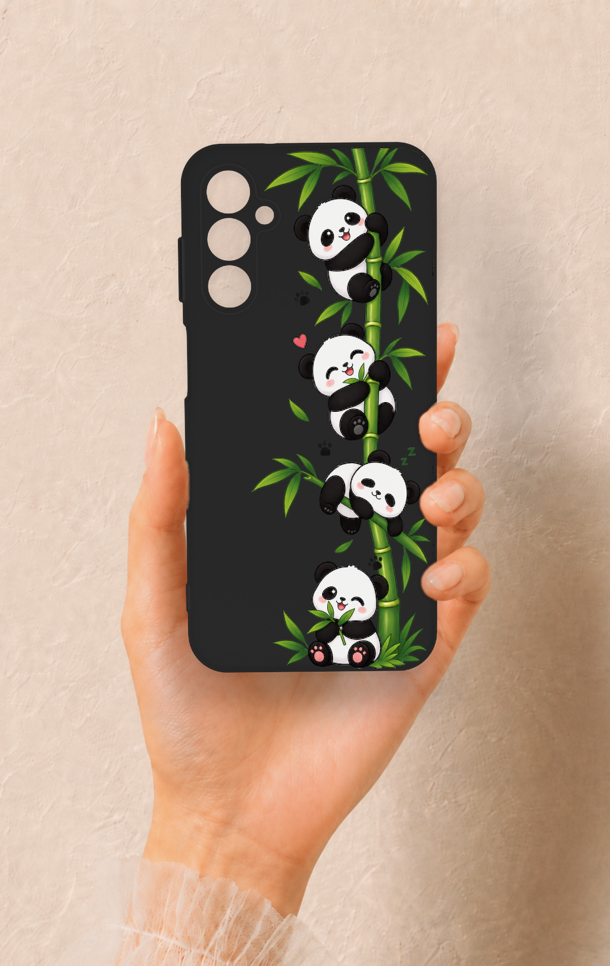 Samsung M14 Uyumlu Sevimli Panda Bambu Desenli Silikon Kılıf