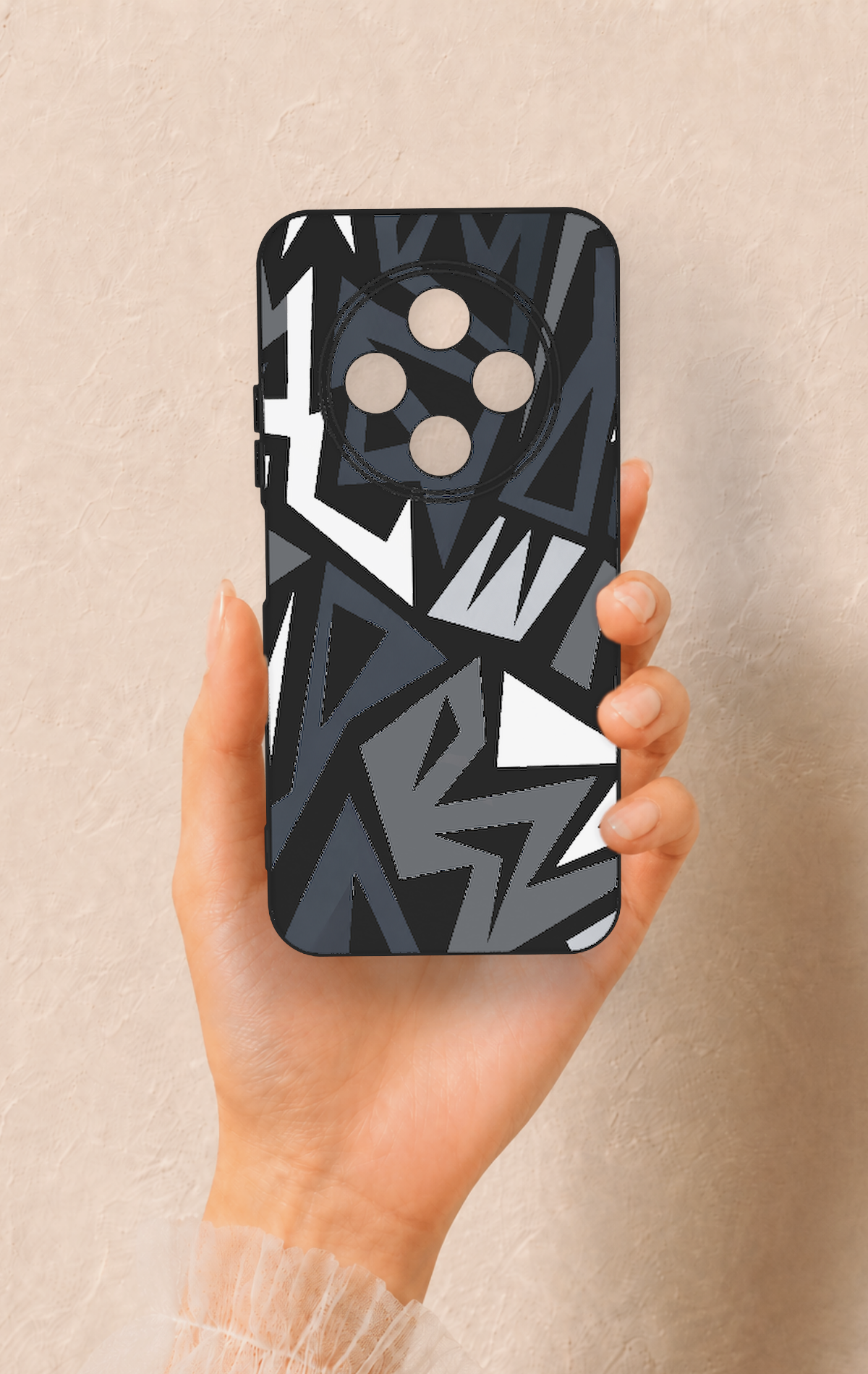 Tecno Spark 30C Uyumlu Geometrik Blok Desenli Silikon Kılıf