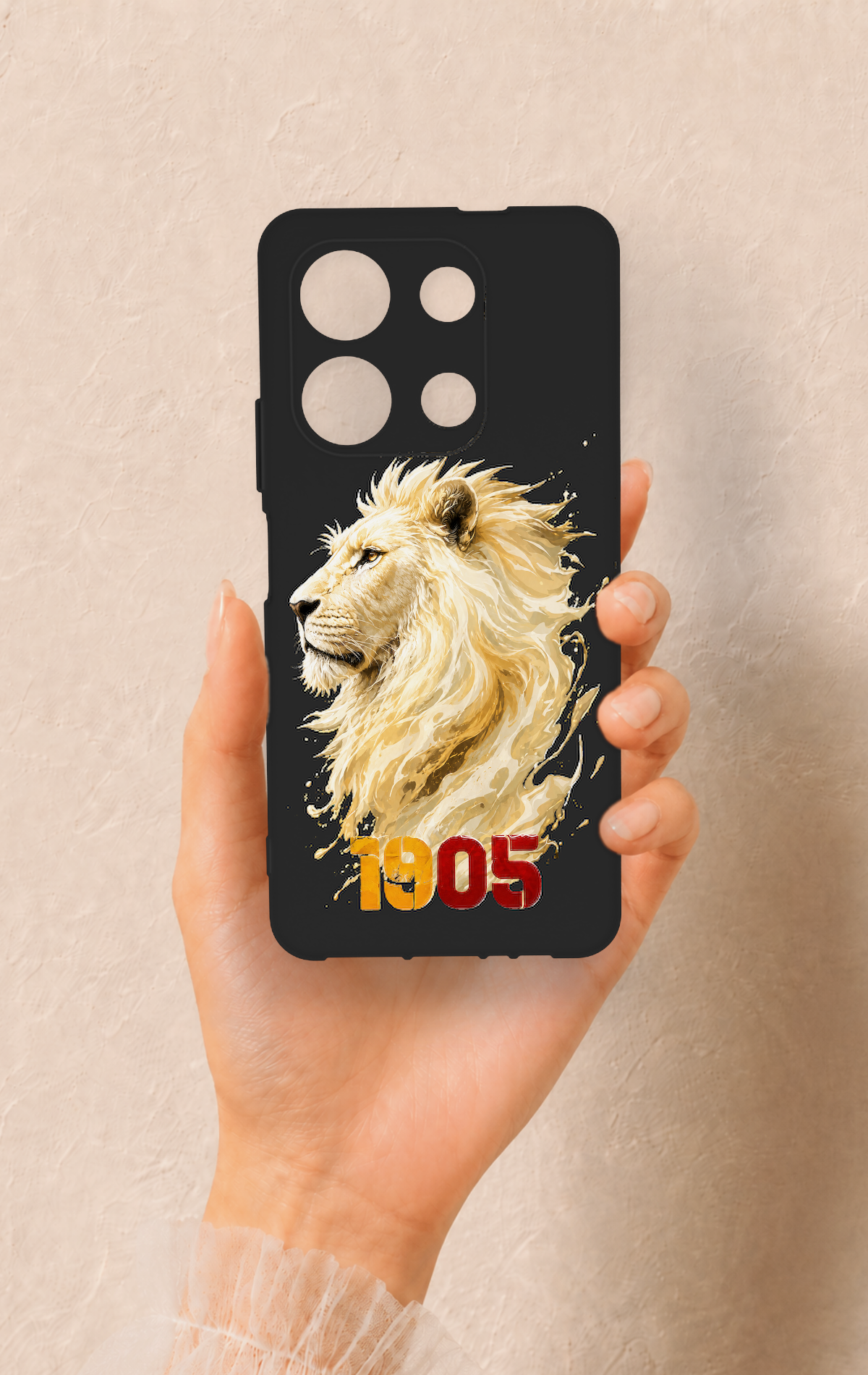 İnfinix Note 30 Uyumlu Sarı Kırmızı 1905 Aslan Desenli Silikon Kılıf