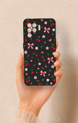 Oppo Reno 5 Lite Uyumlu Papatya Kiraz Fiyonk Desenli Silikon Kılıf