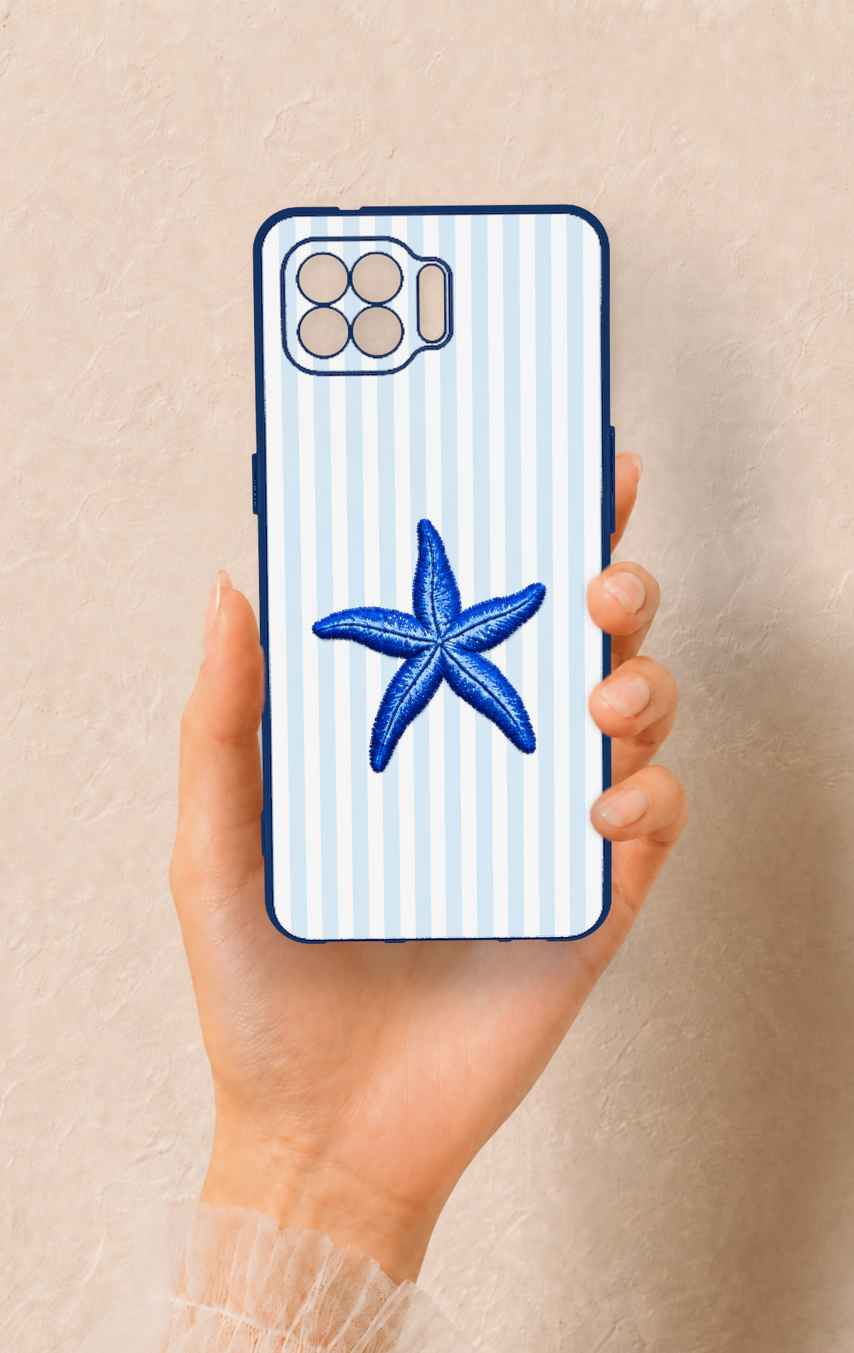 Oppo Reno 4 Lite Uyumlu Mavi Deniz Yıldızı Desenli Silikon Kılıf