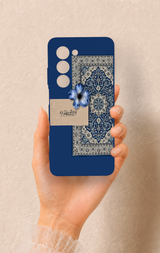 Oppo A5 5G Uyumlu Mavi Etnik Halı Desenli Silikon Kılıf