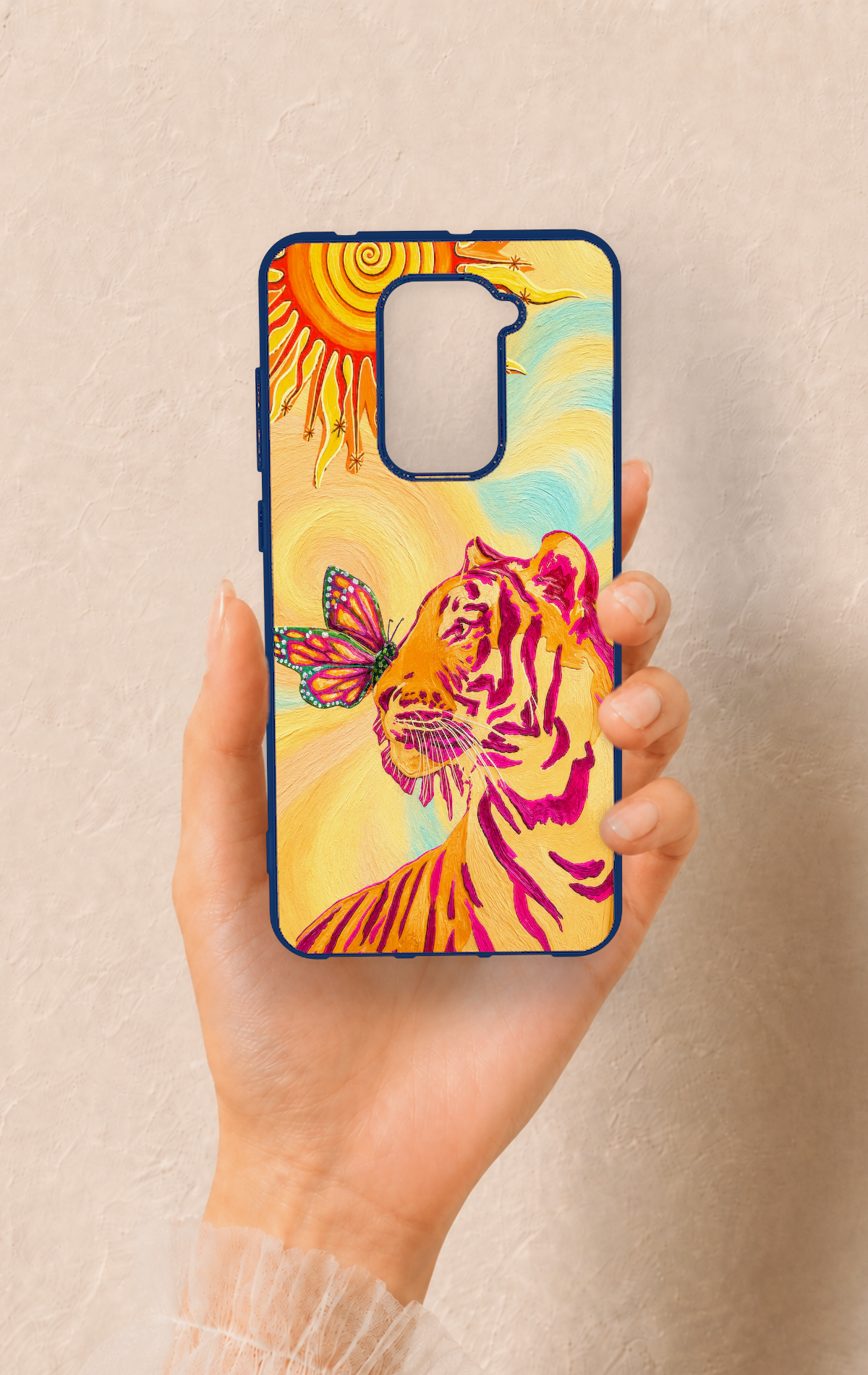 Redmi Note 9 Uyumlu Güneşin Kaplanı Desenli Silikon Kılıf