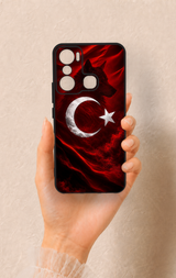 İnfinix Hot 20i Uyumlu Kurt Türk Bayrağı Desenli Silikon Kılıf