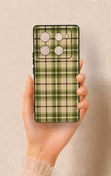 İnfinix Note 40 Pro Uyumlu Zeytin Yeşili Ekose Desenli Silikon Kılıf