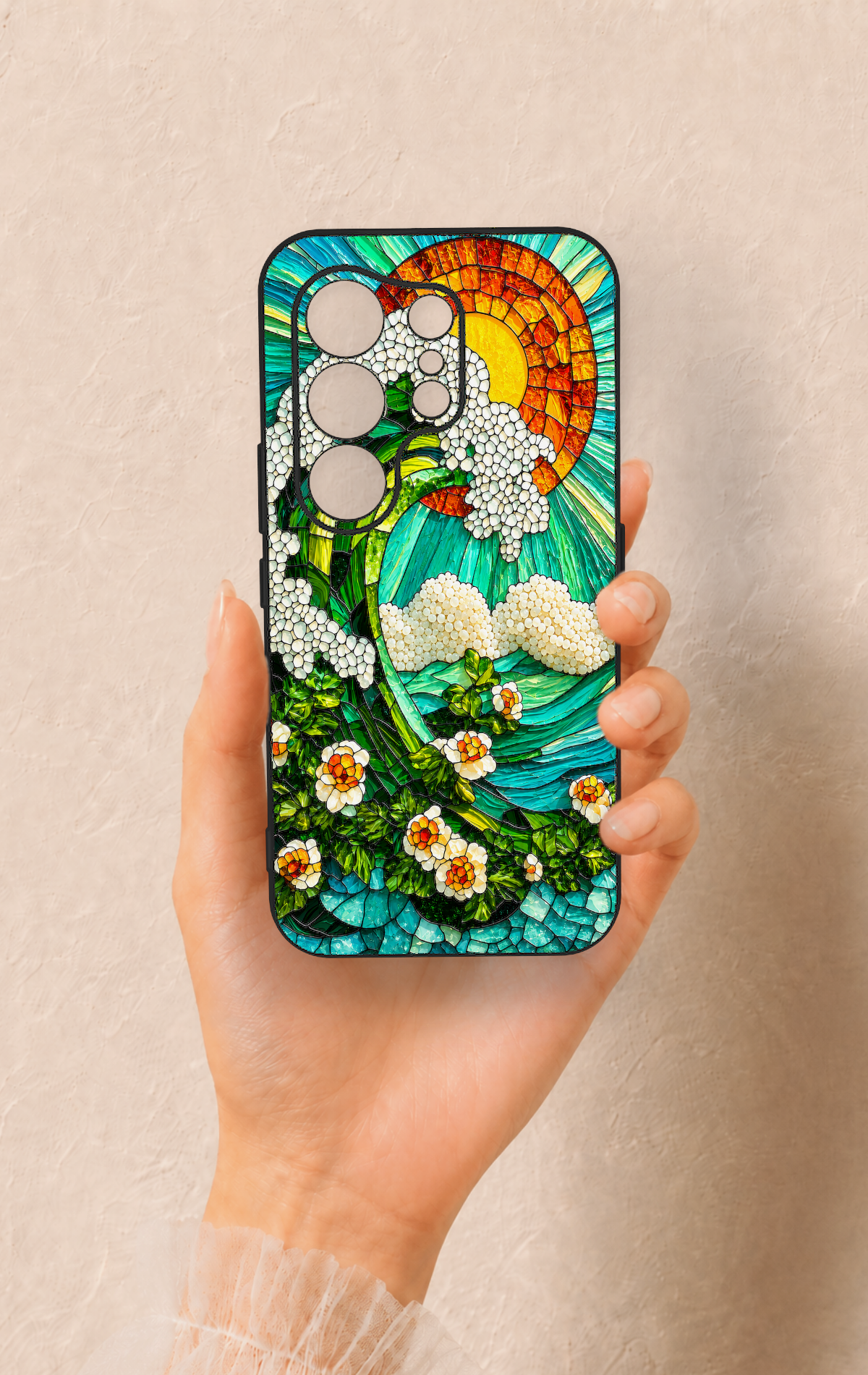 Tecno Camon 50 4G Uyumlu Mozaik Okyanus Dalgası Desenli Silikon Kılıf