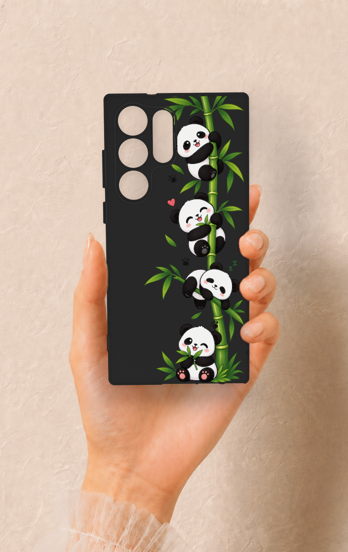 Samsung S23 Ultra Uyumlu Sevimli Panda Bambu Desenli Silikon Kılıf