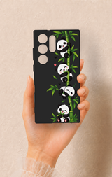 Samsung S23 Ultra Uyumlu Sevimli Panda Bambu Desenli Silikon Kılıf