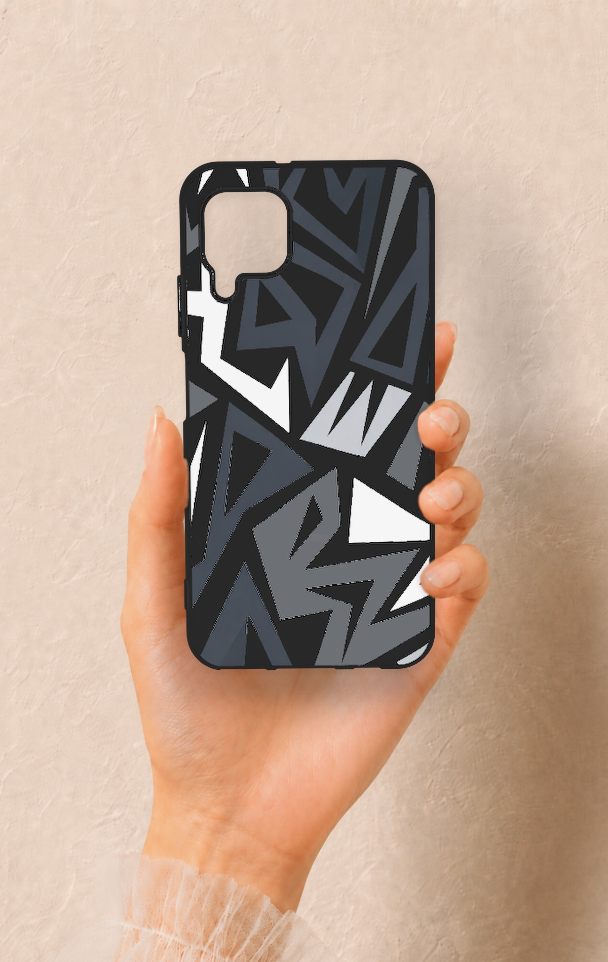 Huawei P40 Lite Uyumlu Geometrik Blok Desenli Silikon Kılıf