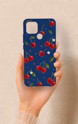 Oppo A15 Uyumlu Kiraz Papatya Desenli Silikon Kılıf