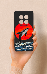 REDMİ NOTE 15 4G Uyumlu Kırmızı Güneş Balina Desenli Silikon Kılıf