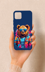 Realme C11 2021 Uyumlu Gözlüklü Ayı Desenli Silikon Kılıf