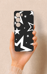 Vivo Y19s Uyumlu Siyah Mega Star Desenli Silikon Kılıf