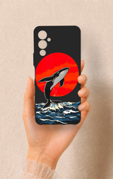 Tecno Pova Neo 4 Uyumlu Kırmızı Güneş Balina Desenli Silikon Kılıf