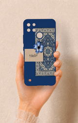 Realme C21Y Uyumlu Mavi Etnik Halı Desenli Silikon Kılıf