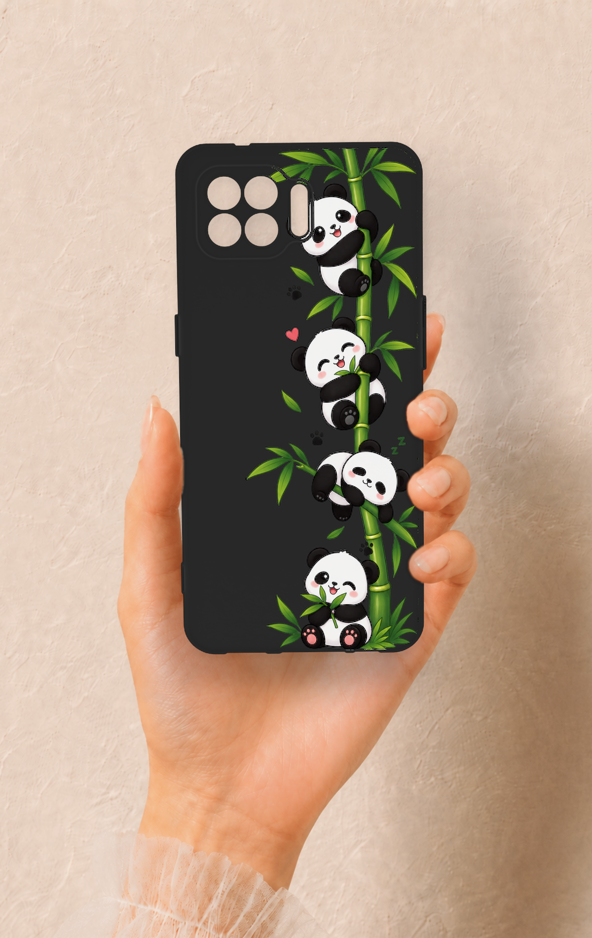 Oppo Reno 4 Lite Uyumlu Sevimli Panda Bambu Desenli Silikon Kılıf