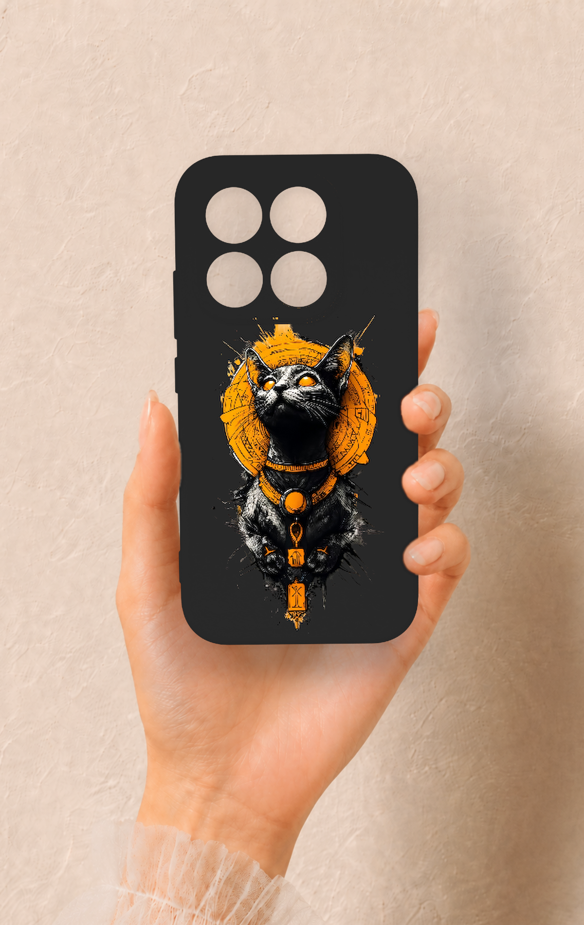 Xiaomi Mi 17 5G Uyumlu Mısırlı Kedi Tanrısı Desenli Silikon Kılıf