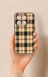 Mi 17T Pro 5G Uyumlu Krem Ekose Desenli Silikon Kılıf