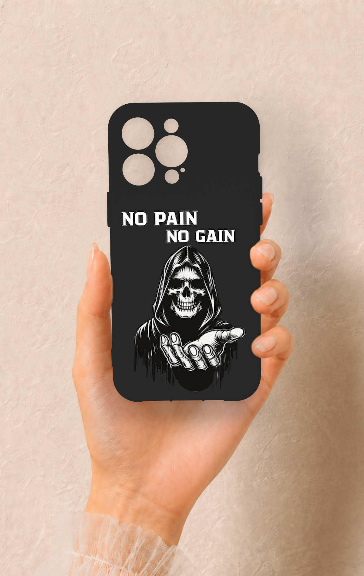 iPhone 14 Pro Max Uyumlu No Pain No Gain Desenli Silikon Kılıf