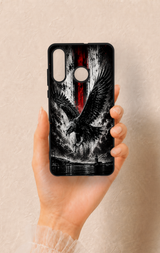 Huawei P30 Lite Uyumlu Kara Kartal Desenli Silikon Kılıf