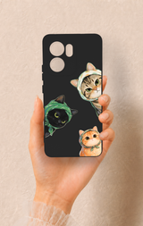 Oppo Reno 13F Uyumlu Kedi Ekibi Desenli Silikon Kılıf