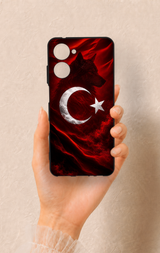 Realme 10 Uyumlu Kurt Türk Bayrağı Desenli Silikon Kılıf