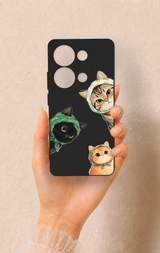 Redmi Note 13 Pro 4G Uyumlu Kedi Ekibi Desenli Silikon Kılıf