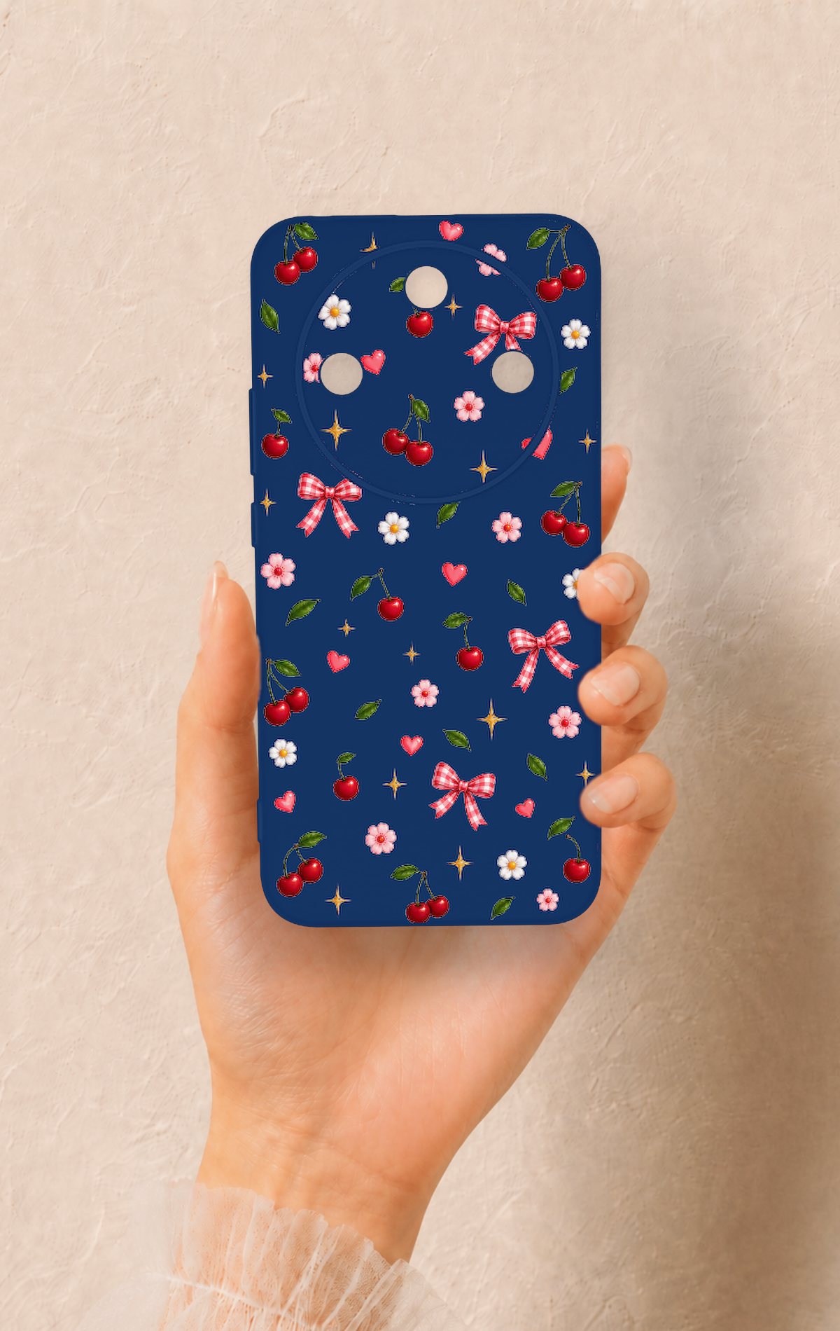 Honor Magic 8 Lite Uyumlu Çiçek Kiraz Fiyonk Desenli Silikon Kılıf