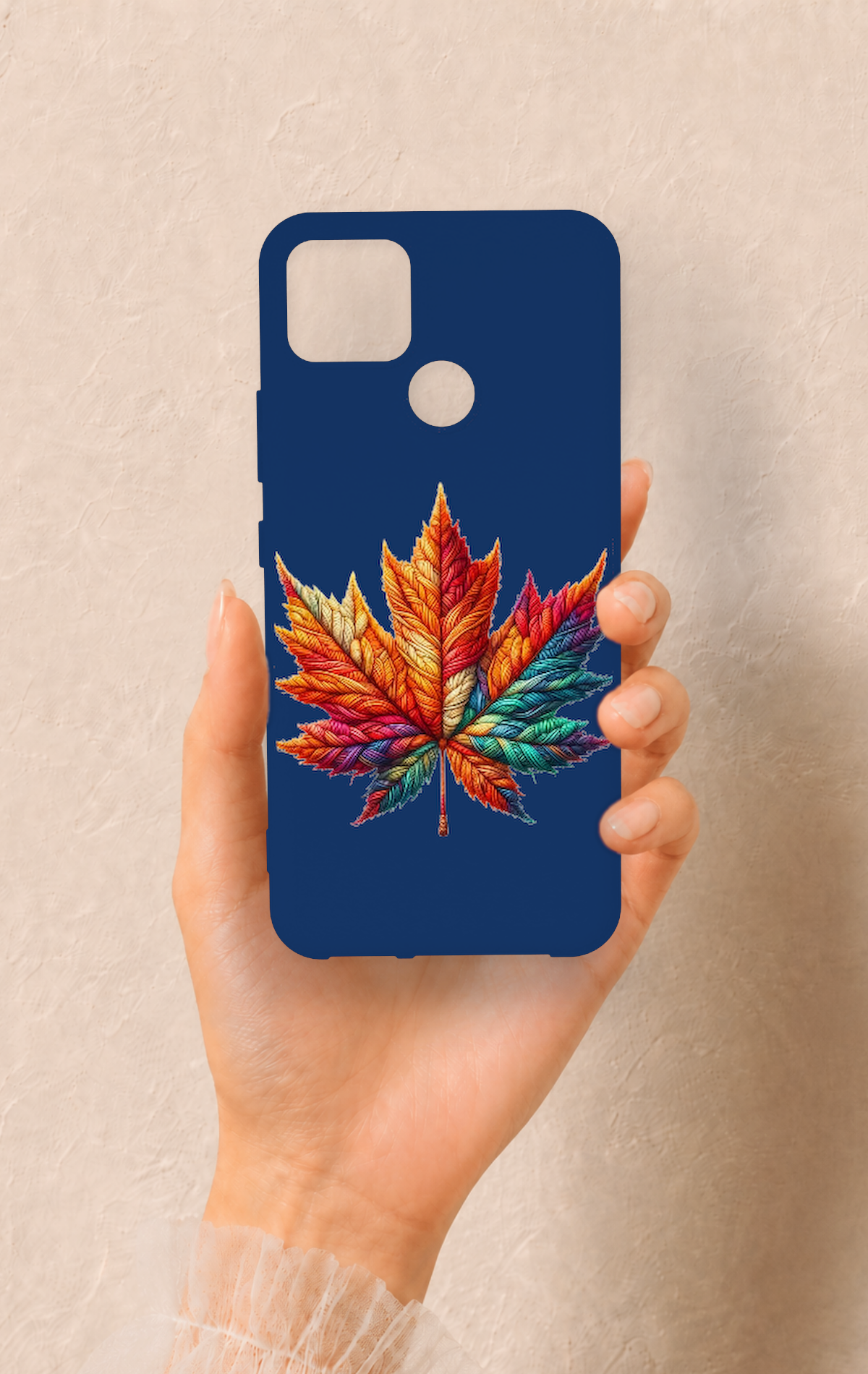 Realme C25 Uyumlu Renkli Yaprak Desenli Silikon Kılıf