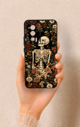 Poco F5 Pro Uyumlu Çiçek İskelet Desenli Silikon Kılıf
