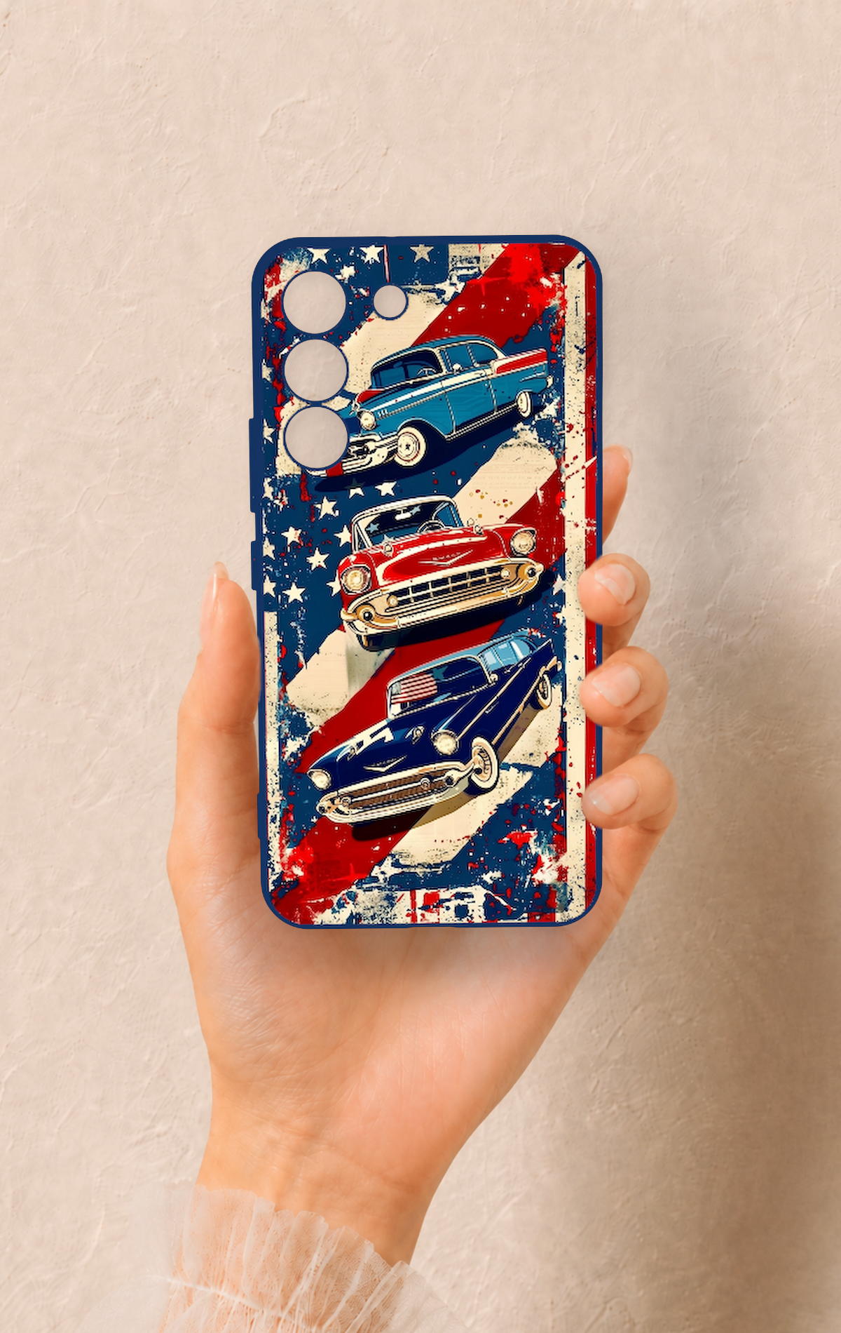Samsung S22 Uyumlu Amerikan Chevrolet Desenli Silikon Kılıf