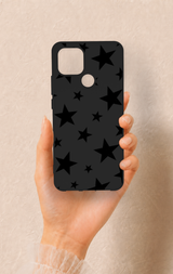 Oppo A15 Uyumlu Siyah Star Desenli Silikon Kılıf