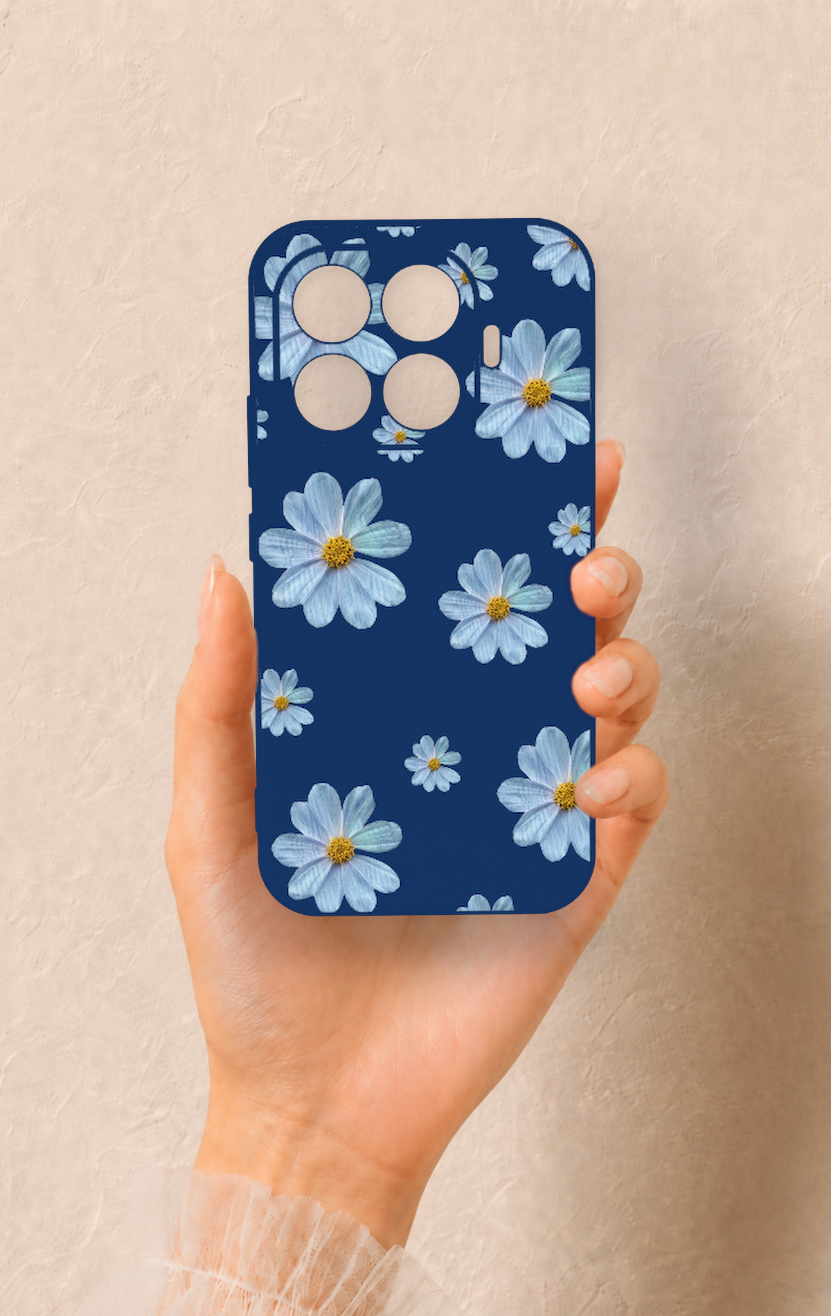 Mi 17T 5G Uyumlu Mavi Papatya Desenli Silikon Kılıf