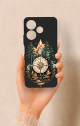Redmi 13 4G Uyumlu Pusula Orman Desenli Silikon Kılıf