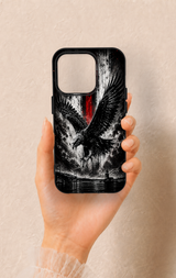 iPhone 15 Pro Uyumlu Kara Kartal Desenli Silikon Kılıf