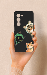 Oppo A5 5G Uyumlu Kedi Ekibi Desenli Silikon Kılıf