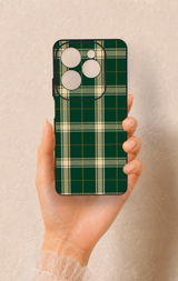 İnfinix Hot 40 Pro Uyumlu Klasik Yeşil Ekose Desenli Silikon Kılıf
