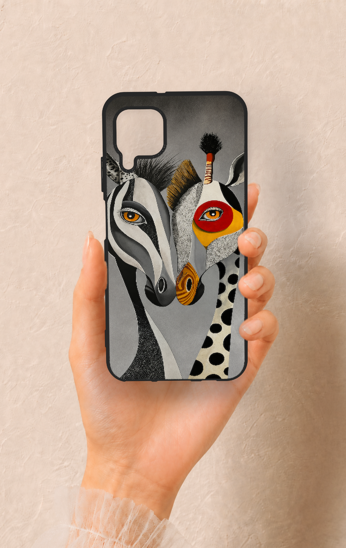 Huawei P40 Lite Uyumlu Zebra ve Zürafa Desenli Silikon Kılıf