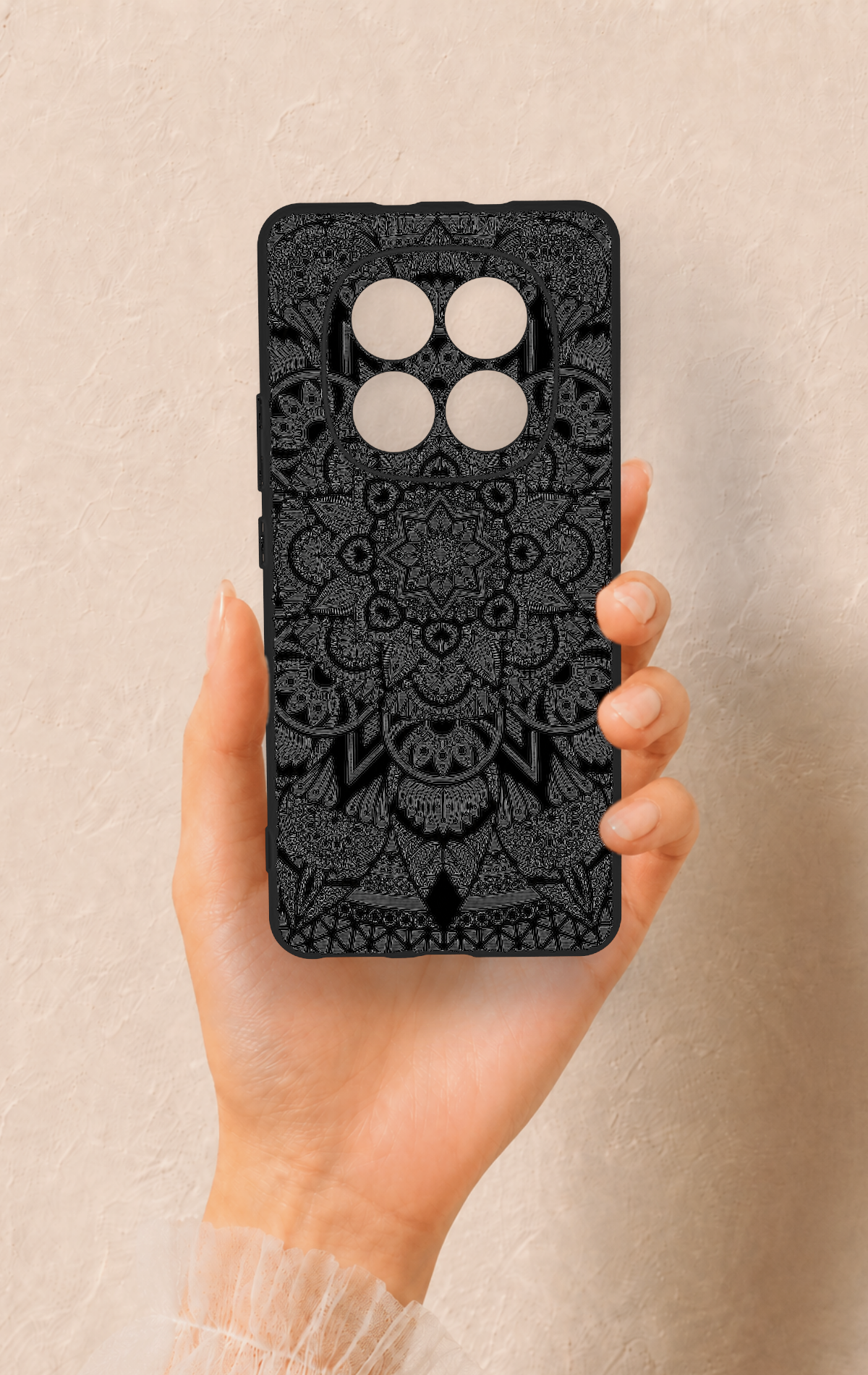 REDMİ NOTE 15 4G Uyumlu Siyah Beyaz Mandala Desenli Silikon Kılıf