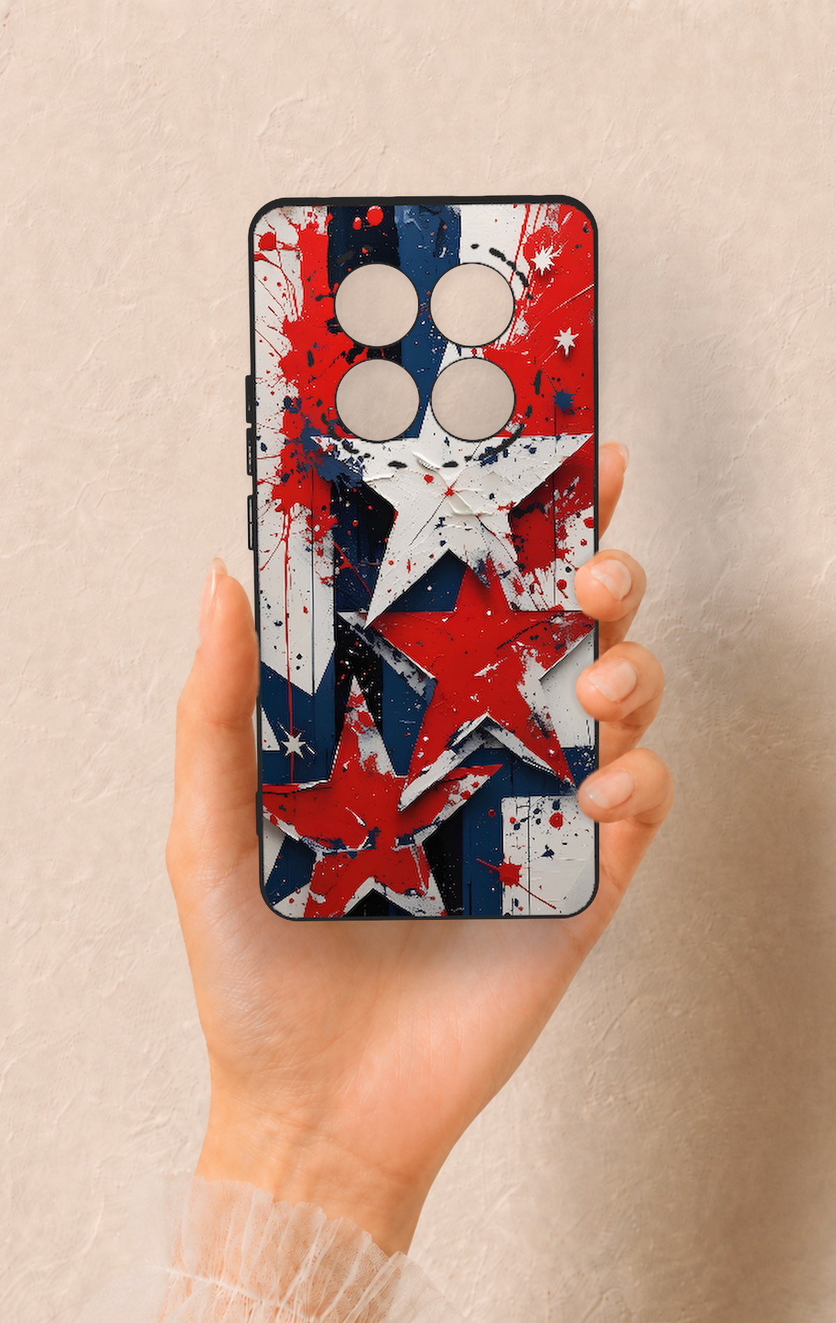 Redmi Note 14 Pro 5G Uyumlu Star Flag Desenli Silikon Kılıf