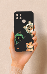 Realme C21Y Uyumlu Kedi Ekibi Desenli Silikon Kılıf