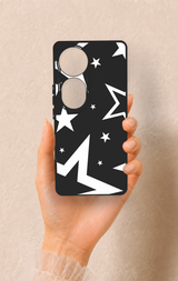 Vivo V40 Uyumlu Siyah Mega Star Desenli Silikon Kılıf