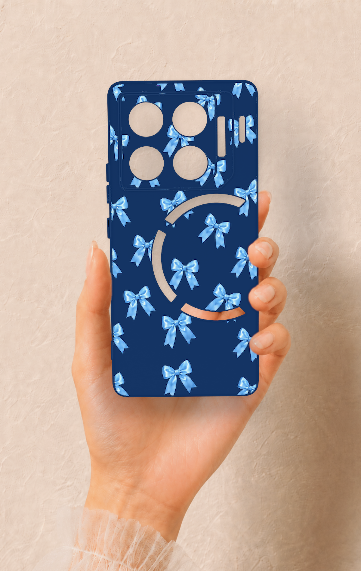 İnfinix Gt 20 Pro Uyumlu Mavi Fiyonk Kurdele Desenli Silikon Kılıf