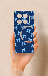 İnfinix Gt 20 Pro Uyumlu Mavi Fiyonk Kurdele Desenli Silikon Kılıf