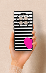 Realme 12 Pro Uyumlu Çizgili Kalp Desenli Silikon Kılıf